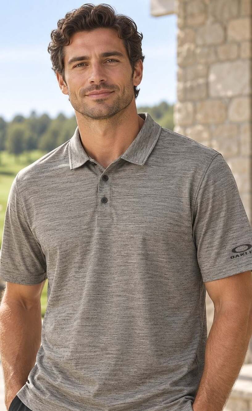 Oakley Hydrolix Regular Fit Short Sleeve Gray Heather Polo Shirt Men's Size 2XL